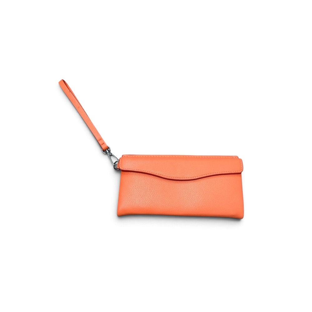 A New Day Orange Coral Wallet Wristlet Clutch Zip Organizer Faux Leather